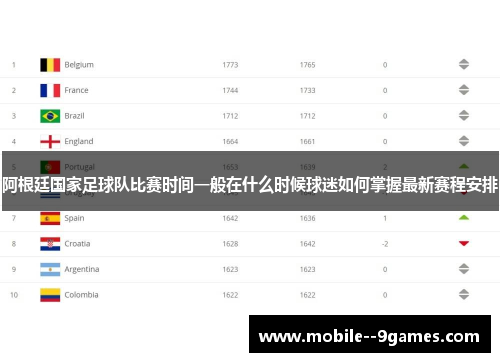 阿根廷国家足球队比赛时间一般在什么时候球迷如何掌握最新赛程安排